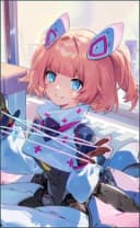 Angela wearing the Cyber Cherubin skin, in-game portrait