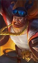Baxia wearing the Badass Roller skin, in-game portrait