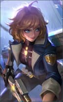 Beatrix wearing the Space Agent skin, in-game portrait