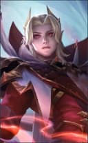 Cecilion wearing the Crimson Wings skin, in-game portrait