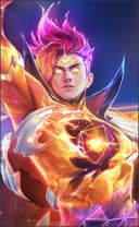Claude wearing the Cosmic Blaze skin, in-game portrait