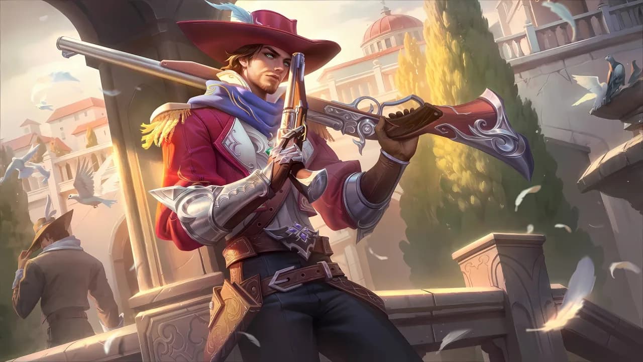 Ilustrasi skin Scarlet Musketeer — Clint