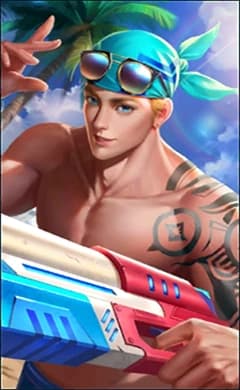 Clint wearing the Sun n Sand skin, in-game portrait