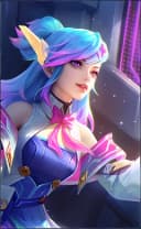 Edith wearing the Prismatic Sentinel skin, in-game portrait