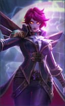 Eudora wearing the Countess Scarlet skin, in-game portrait