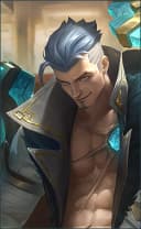 Fredrinn wearing the Rogue Appraiser skin, in-game portrait