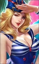 Freya wearing the Beach Sweetheart skin, in-game portrait