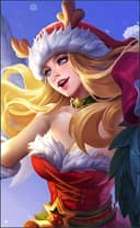 Freya wearing the Christmas Carnival skin, in-game portrait