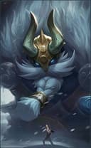 Grock wearing the Iceland Golem skin, in-game portrait