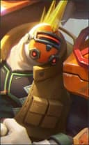 Grock wearing the Wasteland Psycho skin, in-game portrait