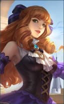 Guinevere wearing the Ms. Violet skin, in-game portrait