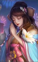 Guinevere wearing the Sakura Wishes skin, in-game portrait