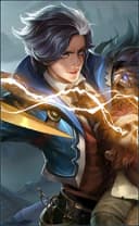 Gusion wearing the Hairstylist skin, in-game portrait