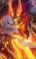 Hanzo wearing the Soulfire Netherlord skin, in-game portrait