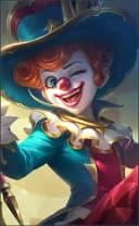 Harley wearing the Naughty Joker skin, in-game portrait
