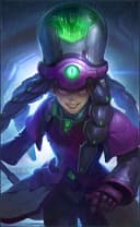 Harley wearing the V.E.N.O.M. Octopus skin, in-game portrait