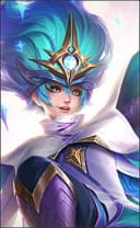 Harley wearing the Dream Caster skin, in-game portrait