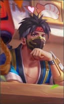 Hayabusa wearing the Sushi Master skin, in-game portrait