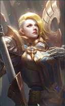 Hilda wearing the Sacred Guard skin, in-game portrait