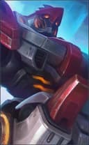 Hylos wearing the Iron Steed skin, in-game portrait