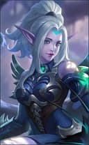 Irithel wearing the Nightarrow skin, in-game portrait