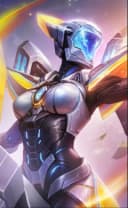 Irithel wearing the Astral Wanderer skin, in-game portrait