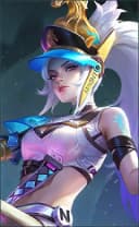 Irithel wearing the Checkered Knight skin, in-game portrait
