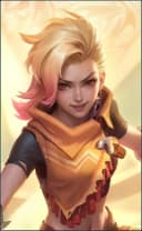 Ixia wearing the Shifting Sand skin, in-game portrait