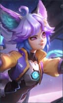 Joy wearing the Exostar Scout skin, in-game portrait