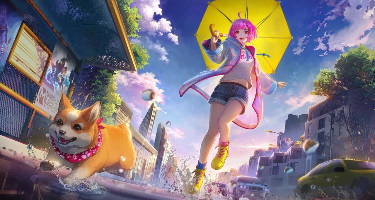 Kagura Rainy Walk skin artwork