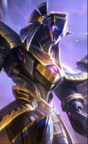 Kaja wearing the Skyblocker skin, in-game portrait