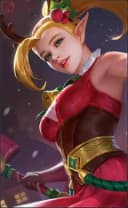 Karina wearing the Christmas Carnival skin, in-game portrait