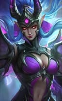 Karina wearing the Doom Duelist skin, in-game portrait