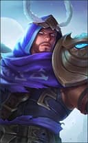 Khaleed wearing the Crescent Scimitar skin, in-game portrait