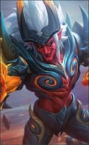 Khufra wearing the Volcanic Overlord skin, in-game portrait