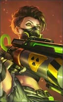 Kimmy wearing the Bio Frontier skin, in-game portrait
