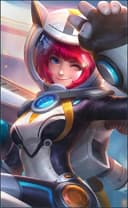 Kimmy wearing the Astrocat skin, in-game portrait