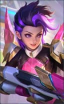Kimmy wearing the Rising Nova skin, in-game portrait