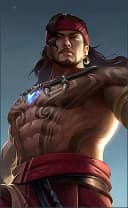 Lapu-Lapu wearing the Courageous Blade skin, in-game portrait