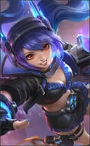 Layla wearing the Classic Malefic Gunner skin, in-game portrait