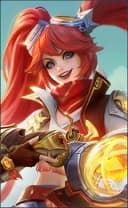 Layla wearing the Blazing Gun skin, in-game portrait
