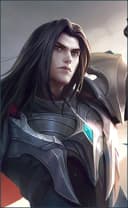 Leomord wearing the Sworn Sword skin, in-game portrait
