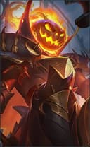 Leomord wearing the Jack-o'-lantern skin, in-game portrait
