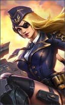 Lesley wearing the General Rosa skin, in-game portrait