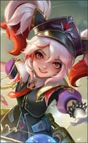 Lylia wearing the Magitech Arsenal skin, in-game portrait