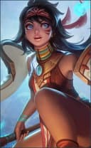 Mathilda wearing the Swift Plume skin, in-game portrait