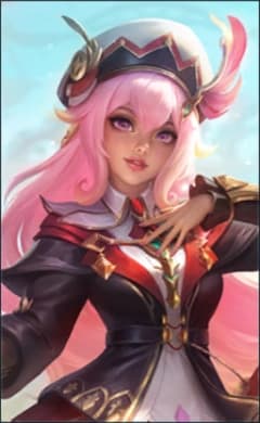 Mathilda wearing the Arcane Verdict skin, in-game portrait