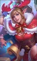 Miya wearing the Christmas Carnival skin, in-game portrait