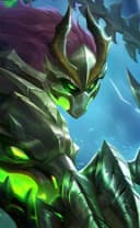 Moskov wearing the Spear of Bone Dragon skin, in-game portrait