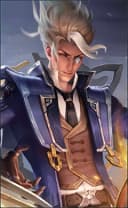 Natan wearing the Time Wielder skin, in-game portrait